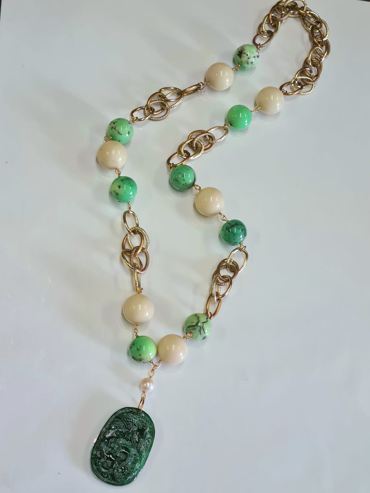 Collana In Pietre Preziose Naturali Treasurebay - Perline Da 10 Mm Annodate A Mano, Lunghezza 46 Cm, Con Chiusura Magnetica