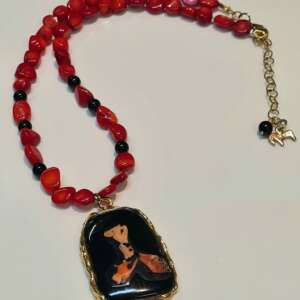 Collana con ciondolo Corno Intarsiato