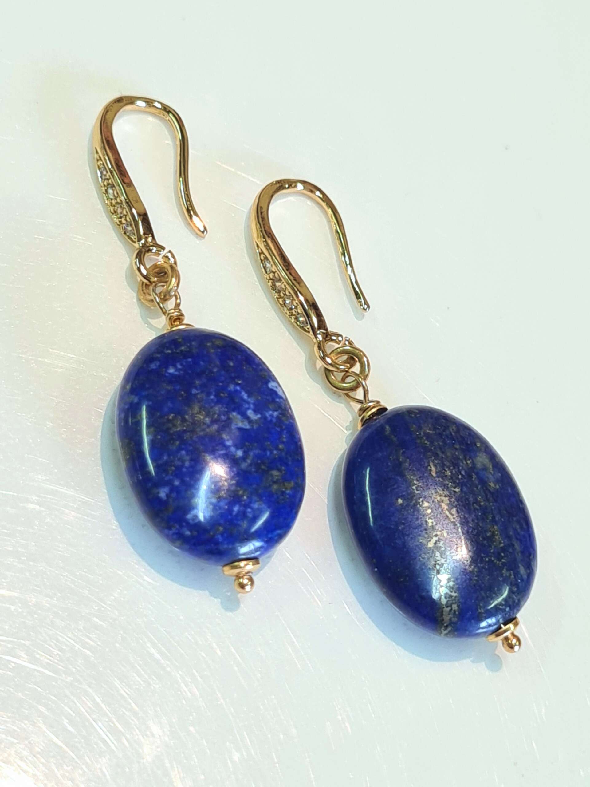 Orecchini Pendenti In Argento 925 Con Lapislazzuli Naturale Rettangolare - Fatto A Mano - Gioiello Indiano Regalo - 2